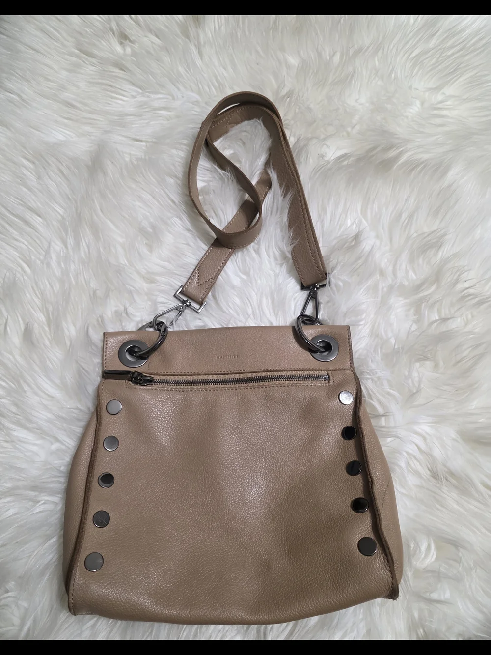Hammitt Leather Crossbody Bag in Taupe